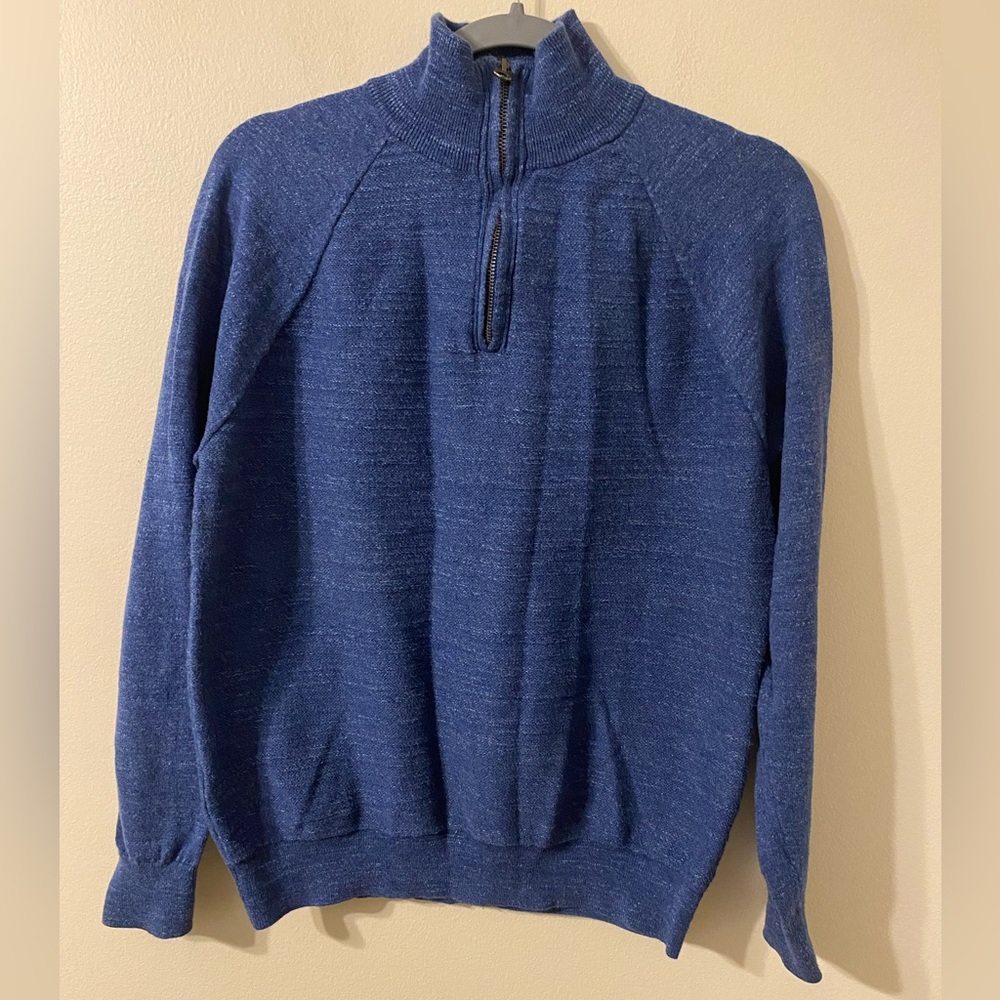 Mens Royal Blue J. Crew 1/2 Zip Pullover Sweater 100%‎ Cotton Size Medium